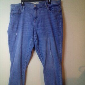 Gap Jeans Women 34 Best Girlfriend Distressed Ankle Cropped Blue